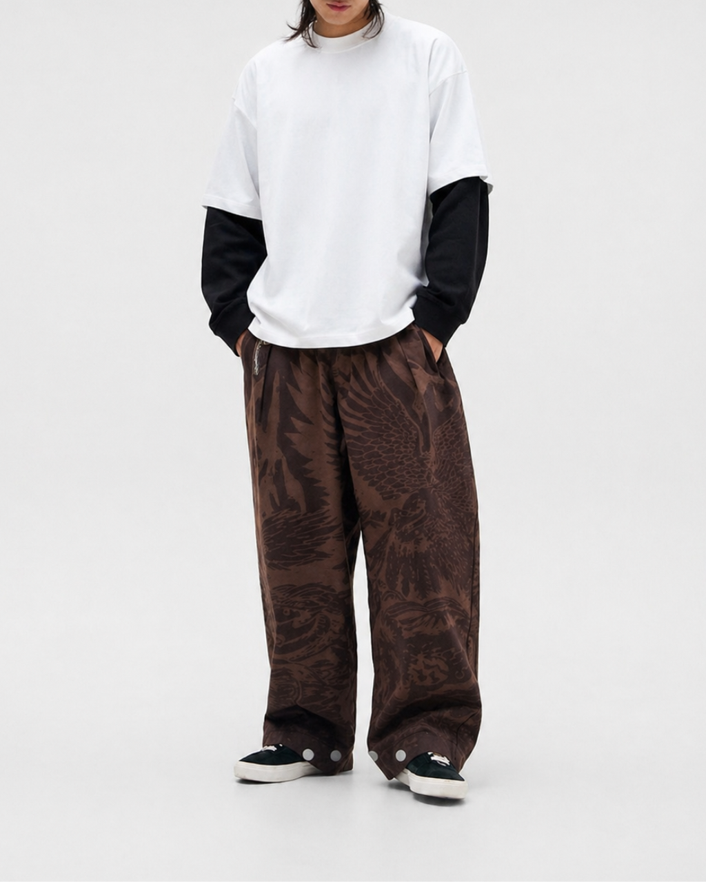 Stylish White With Black Sleeve Oversized Tee