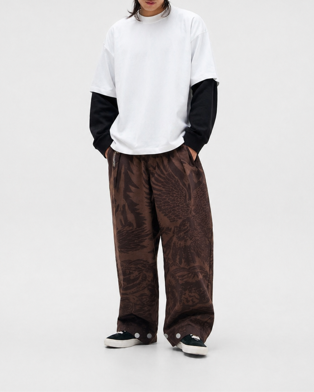 Stylish White With Black Sleeve Oversized Tee